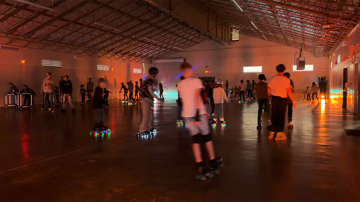 A packed Friday-night skate